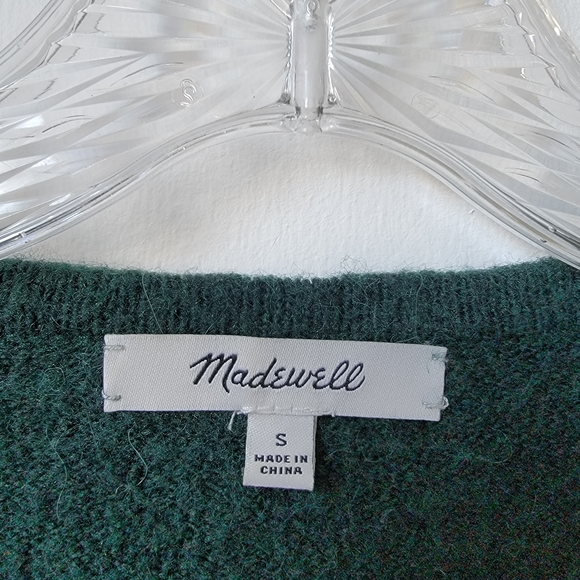 Madewell Merino Blend Walker Open Front Cardigan Green Forest Size Small - Picture 6 of 12